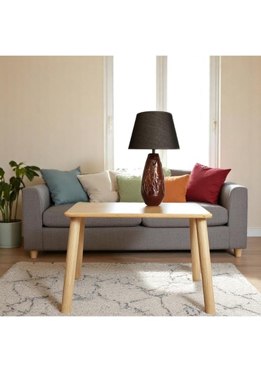 Artos Kabartmalı Koyu Kahverengi Abajur Kahverengi