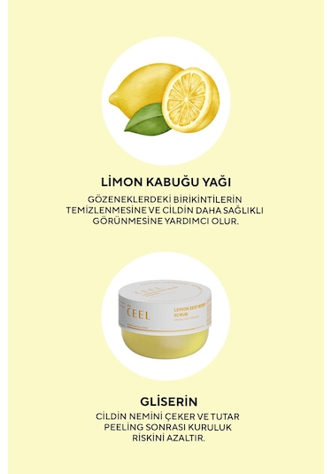 The Ceel Nemlendirici, Besleyici, Batık Giderici ve Arındırıcı Vücut Peelingi Limon Özlü 275 gr