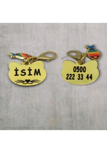 Caramelos Isimli Kedi Tasması Künyesi- Paslanmaz Metal- Çelik