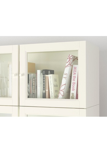 Cam Kapaklı Kitaplık, Beyaz, 80x30x237 Cm Beyaz