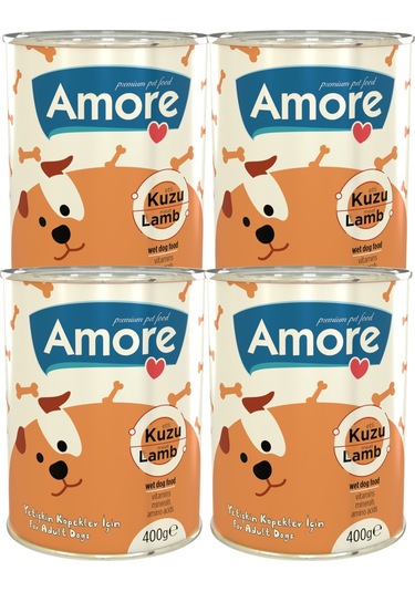 Amore Kuzu Parça Etli Yetişkin Köpek Konserve Maması 4 x 400 G