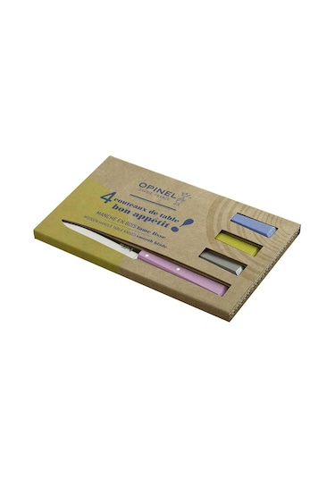 Opinel Bon Appetit Ahşap 4'lü Biftek Kamp Bıçak Seti Çok Renkli