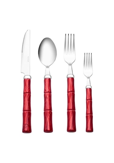 Karaca  Ember Kırmızı 6 Kişilik 24 Parça Çatal Kaşık Bıçak Seti