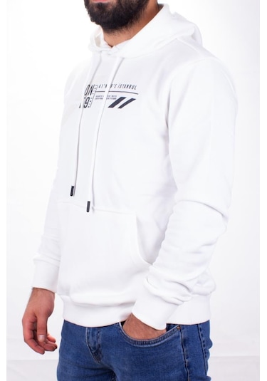 Twister 1910 Ekru  Kapüşonlu Erkek Sweatshirt Ekru
