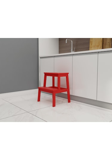 Fastwood Basamaklı Ahşap Tabure Kırmızı