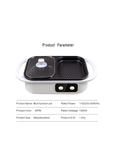 2'si 1 Arada Yapışmaz Shabu Tencere Ve Tava Çoklu Pişiriciler Beyaz