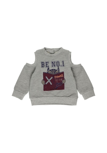 Panço Kız Bebek Omuz Pencere Detaylı Baskılı Sweatshirt (554816243) Çok Renkli
