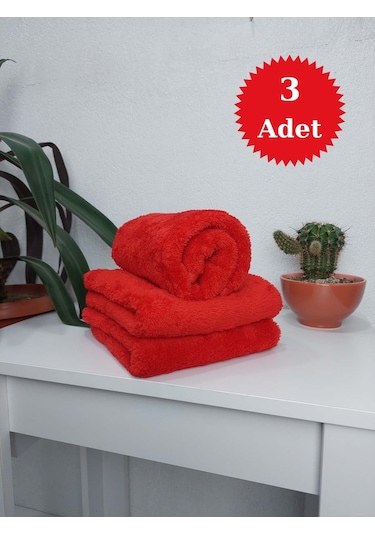 Mikrofiber Saç Havlusu Boya Tutmayan Kuaför Havlusu Kırmızı 50x90
