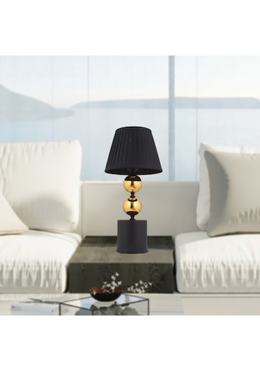 Fragile Siyah Şapkalı Gold Masa Lambası Modern Tasarım Salon-Yatak Odası Abajur Diğer