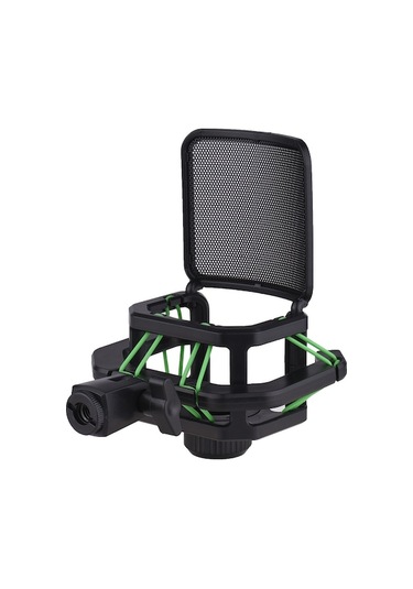 23.5-24.5mm Mikrofonlar İçin Plastik Sarsıntı Direnci, Metal Rüzgar Gürültüsü Filtresi, Yeşil Renk