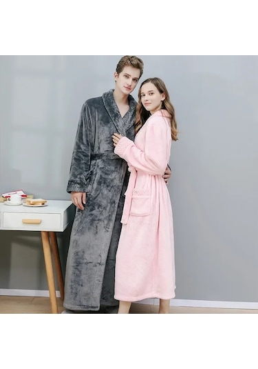 Kadın Sonbahar Ve Kış Sıcak Uzun Mercan Kadife Kalın Çift Banyo Çok Renkli