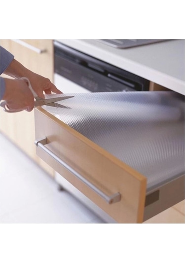 45 Cm X 1 Metre Kaymaz Dolap Içi Çekmece Raf Örtüsü Kaydırmaz Raf Örtüsü Beyaz