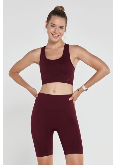 Jerf Gela Çift Katlı Kompress Sport Bra Bordo