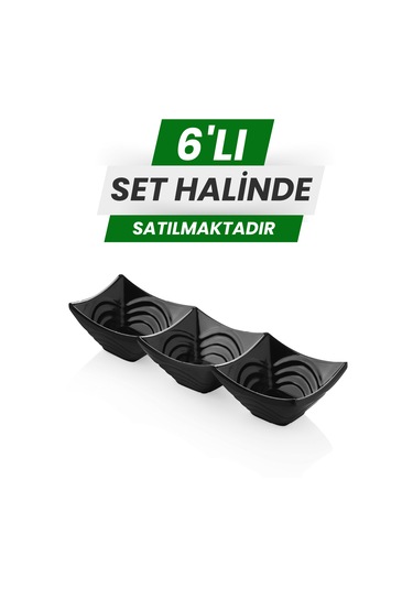 Alezy 524 Göreme Melamin Termostar Ürgüp Üçlü Sosluk 24x8cm Siyah