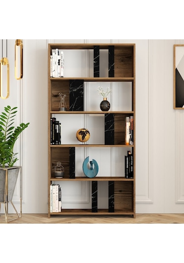 Variant Lima Çalışma Masası Ve Kitaplık Takımı - Ceviz / Siyah Me Ceviz