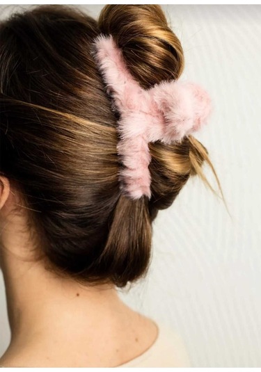 Peluş Yumuşak Tüylü Mandal Toka Pembe