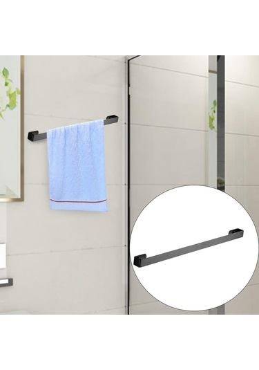 Bosphorusboutique02 Suntek Duvara Monte Tuvalet Havlu Askısı, Bar Askı, Siyah, 30cm, Mutfak/küçük Banyo Siyah