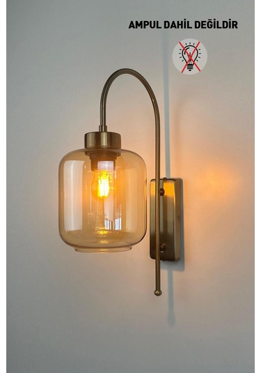 Serra Bal Rengi Cam Aplik Duvar Lambası Modern Otel Cafe Vintage Salon Yatak Odası Merdiven Retro Bal