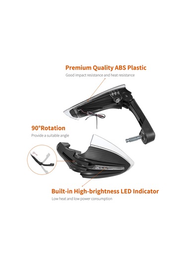 Ranyeek Motorcycle Universal 22mm Direksiyon Koruyucu, Su Geçirmez Led Sinyal Işığı, Karbon Fiber Stili, Rüzgar Ve Darbe Koruma