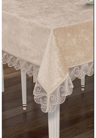 Lüx Güpürlü Kadife Masa Örtüsü 160x220