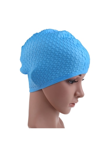 Sones Silikon Su Geçirmez Yüzme Şapkaları Kulakları Korur Uzun Saç Spor Yüzme Şapkası Yetişkinler İçin Gri