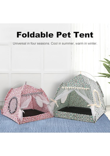 Vkemall Küçük Köpek Ve Kedi İçin Taşınabilir Çökeltilebilir Dış Mekan Kamp Tentesi - M Büyüklüğü, Leopar Desenli Yeşil