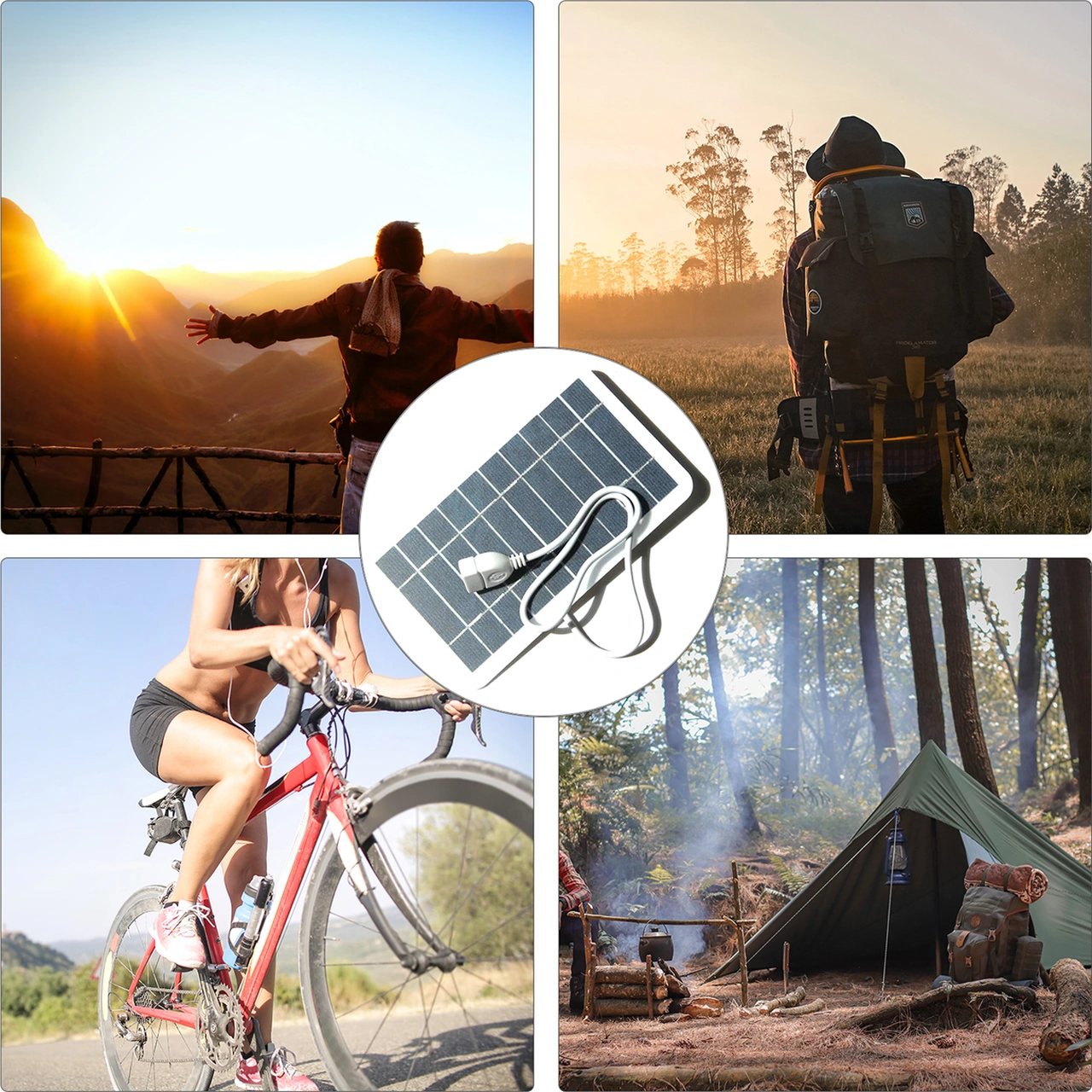 Yuntech01 Monokristal Silikon Güneş Paneli 5v 2w/5w Usb Çıkışlı Taşınabilir Dış Mekan Kamp Mobil Cihaz Şarj Aleti Ip65 Su Geçirmez