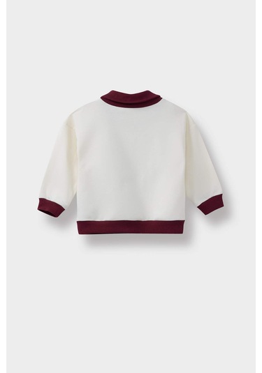 Defacto Erkek Bebek Gömlek Yaka Baskılı Sweatshirt F4675a525auer134 Ekru