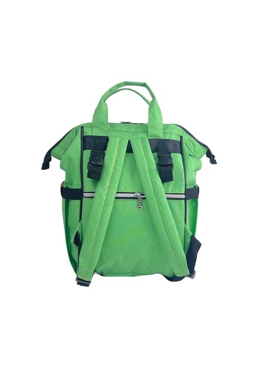 Lugami 09 Anne Bebek Bakım Sırt Çantası Biberon Termoslu Sıvı Geçirmez Yeşil