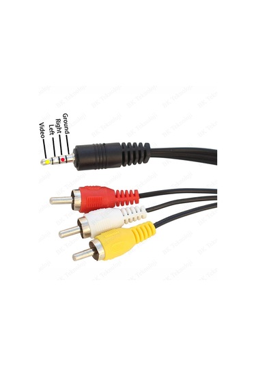 3.5mm Erkek To 3 Rca Erkek Ses Video Av Kablosu - 1,2 Metre