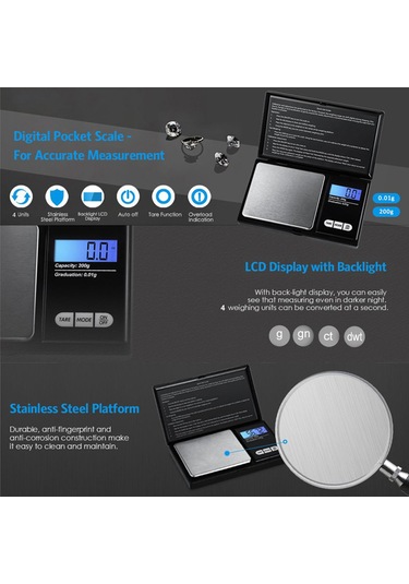 Qingmipy 200g Taşınabilir Hassas Dijital Tartı, Mutfak Ve Takı Ölçümü İçin Lcd Ekranlı Mini Cep Terazisi Diğer