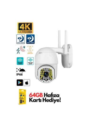 360 Ip Güvenlik Kamera Gece Görüş Sensörlü Harekete Duyarlı 1080p 4k Ip Güvenlik Kamerası