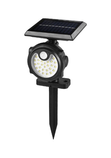 Pazly 26 Led'li Güneş Enerjili Duvar Lambası Toprak Kazıklı İnsan İndüksiyonlu Aydınlatma Kontrolü 3 Mod