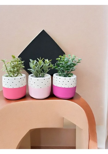 Renkli Saksı Seti Sukulent Kaktüs Dekoratif Eşya- Ev Dekorasyon - Saksı Seti 2