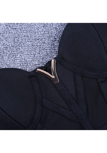 Korse Kumaşlı Bandaj Elbise Siyah