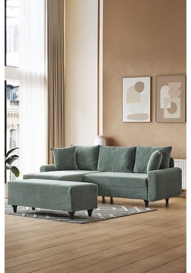 Kagu Corner Flavia Köşe Takımı Puflu Haki