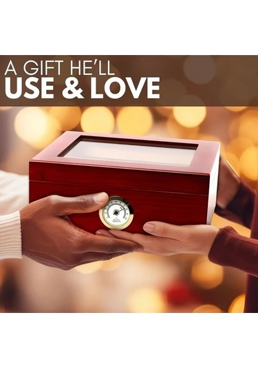 Besthome1 Fochsia Eski Renk Özel Yazılı Şeffaf Kapaklı Kaliteli Ahşam Puro Kutusu Kesici Çakmak Hediyeli