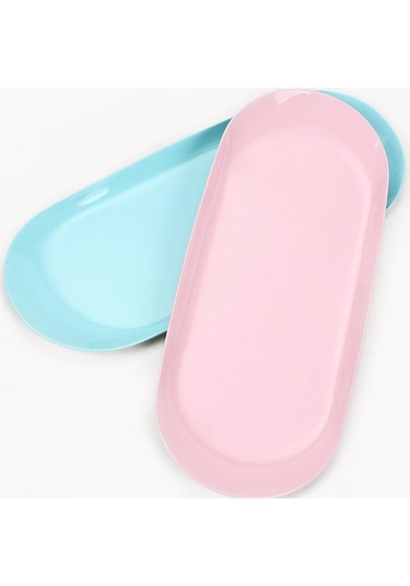 Paslanmaz Çelik Takı Tepsisi Masaüstü Saklama Tabağı Kozmetik Takı Tabağı Metal Tepsi Pembe