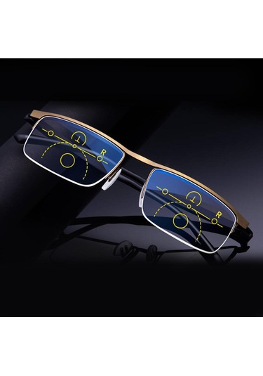 Homyl Unisex Presbiyopik Gözlük Akıllı Progresif Altın-250-derece