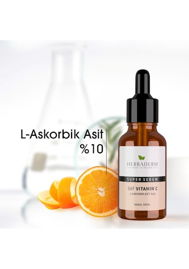 Herbaderm Superserum Saf Vitamin C Antioksidant Aydınlatıcı Kırışıklık Karşıtı Doğal Serum 30 ML
