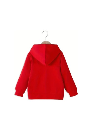 Kışlık Kapüşonlu Sweatshirt, Kiraz Leopar Baskılı Yeni Kırmızı