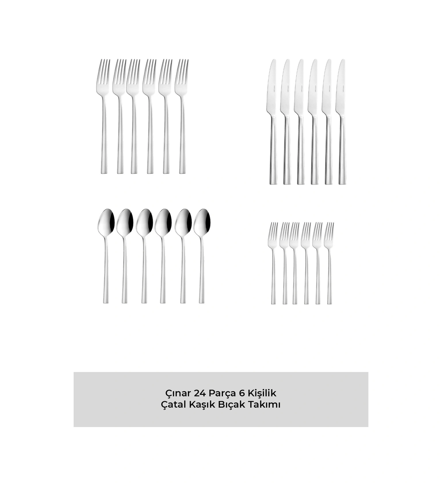 Emsan Çınar 24 Parça 6 Kişilik Kutulu Çatal Kaşık Bıçak Takımı