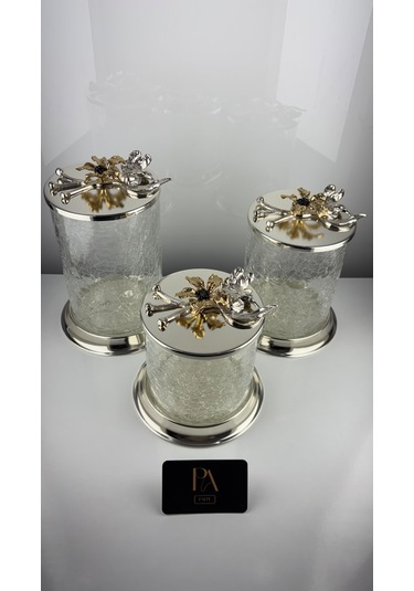 Çay Kahve Şekerlik Kavanoz Sunumluk Söz Nişan Kız İsteme Çikolatalık Dekoratif Obje Biblo Süs Eşya Çatlak Görünüm Gümüş