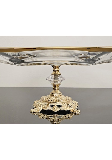 Atabey Home Avangarde Gold Döküm Ayaklı Gold Yaldızlı Büyük Boy Sunumluk Paşabahçe Reflection