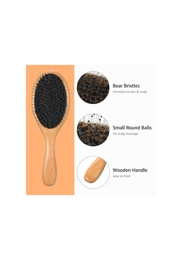 Yifomall Doğal Ahşap Domuz Kılı Saç Fırçası: Saç Bakımı Ve Masaj İçin Ergonomik Tasarım
