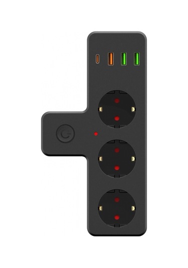 Ftr-12 Termal Akım Korumalı Isıya Dayanıklı 3 Lü Priz 3x Usb 1x Type-c 1.5