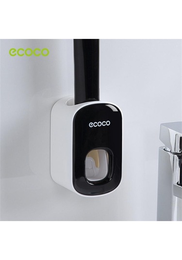 Siyah Otomatik Diş Macunu Dispenseri Toz Geçirmez Diş Fırçası Tutucu Duvara Montaj Standı Banyo Aksesuarları Seti Diş Macunu Sıkacağı Myy Siyah