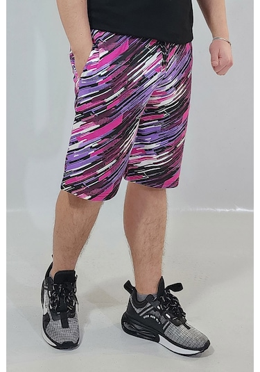 Wingetstar Batil Şimek Desenli Pamuklu Erkek Şort Fuşya