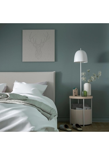 Trındsno Yer Lambası, Yan Sehpalı Meridyendukkan Beyaz-huş Modern Lambader Mobilya