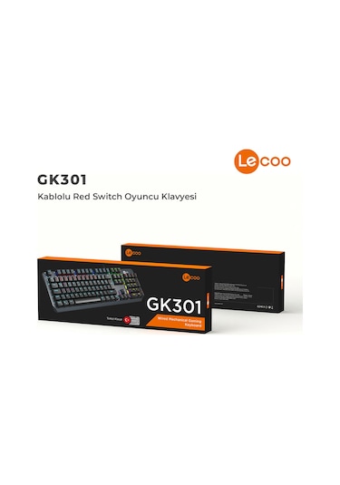 Lecoo GK301 USB Kablolu Red Switch Makrolu RGB Gaming Mekanik Türkçe Q Klavye Metalik Gri